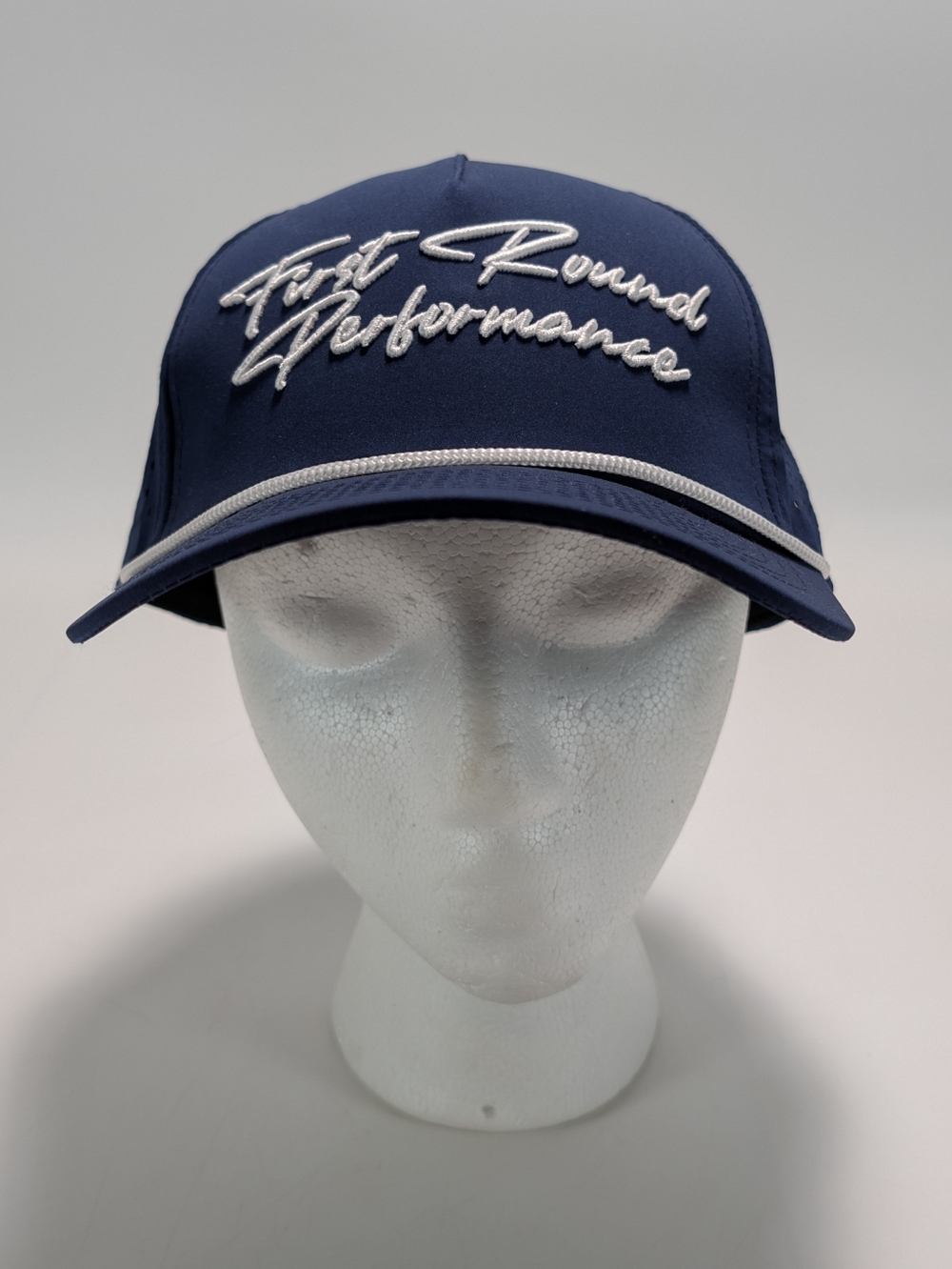 First Round Performance Navy Blue Golf Water Resistant Breathable Rope Hat